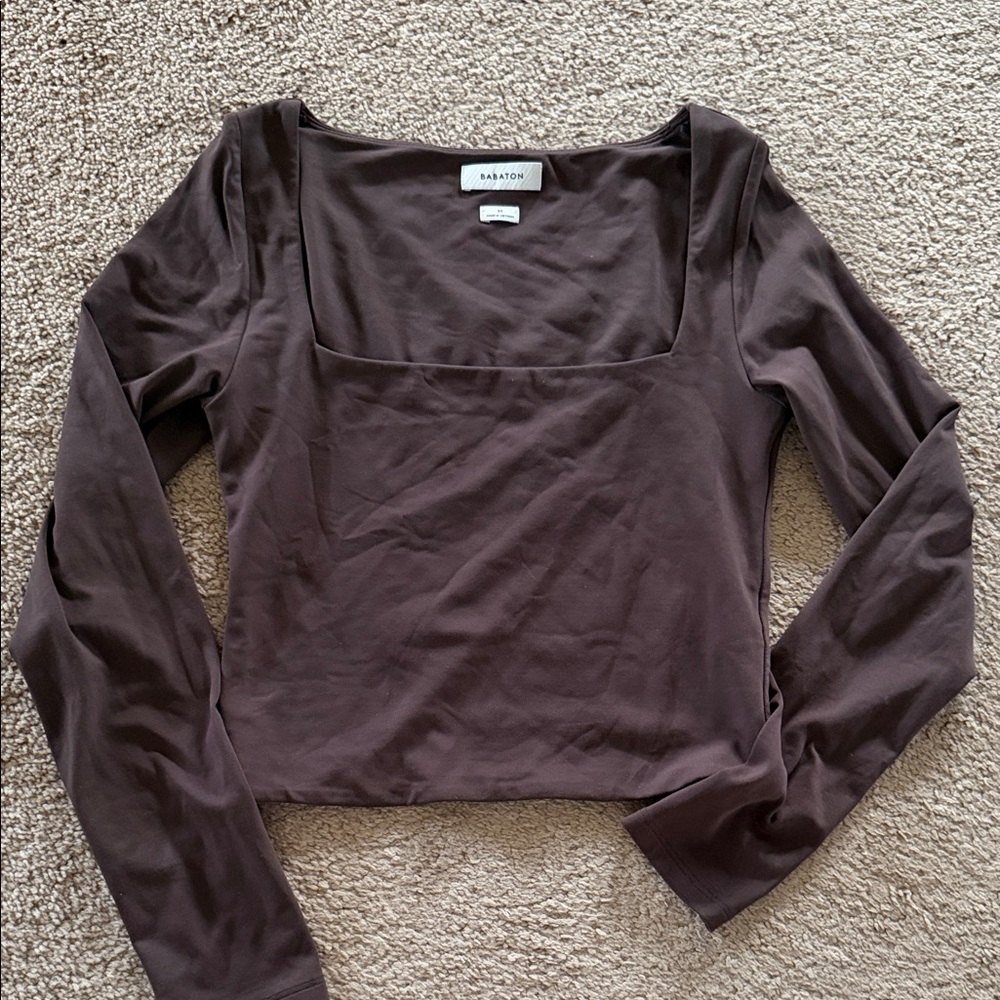 Babaton Scoop Neck Top in Chocolate Brown